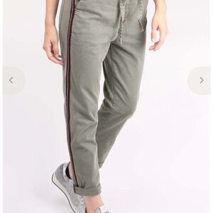 Sundry The L'Automne Pant High Waist Crop Sz 28 Surplus Green W Side Stripe Belt